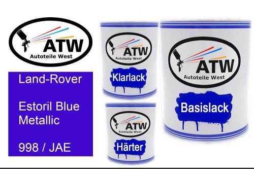 Land-Rover, Estoril Blue Metallic, 998 / JAE: 1L Lackdose + 1L Klarlack + 500ml Härter - Set, von ATW Autoteile West.